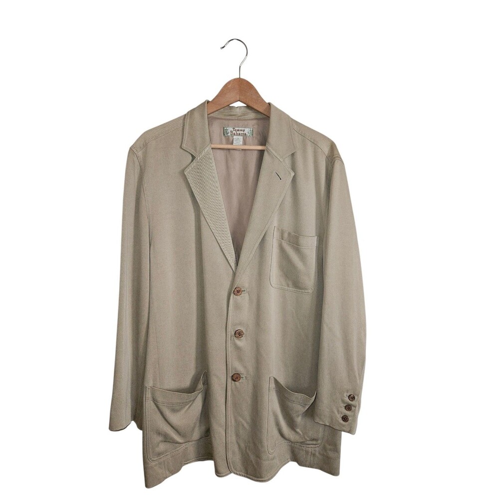 Vintage Tommy Bahama Men's 100% Silk Khaki Blazer Size M